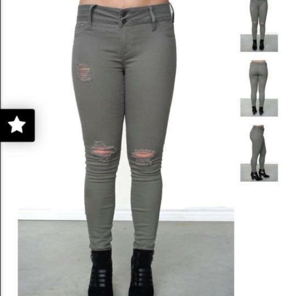Distressed pants- olive